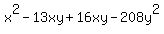 x%5E2-13xy%2B16xy-208y%5E2