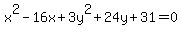 x%5E2-16x%2B3y%5E2%2B24y%2B31=0