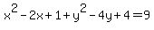 x%5E2-2x%2B1%2By%5E2-4y%2B4=9