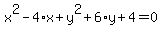 x%5E2-4%2Ax%2By%5E2%2B6%2Ay%2B4=0