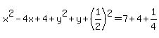 x%5E2-4x%2B4%2By%5E2%2By%2B%281%2F2%29%5E2=7%2B4%2B1%2F4