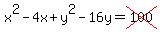 x%5E2-4x%2By%5E2-16y=cross%28100%29