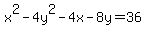 x%5E2-4y%5E2-4x-8y=36