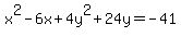 x%5E2-6x%2B4y%5E2%2B24y=-41