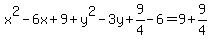 x%5E2-6x%2B9%2By%5E2-3y%2B9%2F4-6=9%2B9%2F4