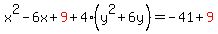 x%5E2-6x%2Bred%289%29%2B4%28y%5E2%2B6y%29=-41%2Bred%289%29