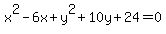 x%5E2-6x%2By%5E2%2B+10y+%2B24+=+0