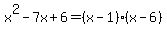 x%5E2-7x%2B6=%28x-1%29%28x-6%29