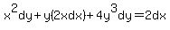 x%5E2dy%2By%282xdx%29%2B4y%5E3dy=2dx