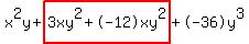 x%5E2y%2Bhighlight%283xy%5E2%2B-12xy%5E2%29%2B-36y%5E3