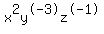 x%5E2y%5E-3z%5E-1