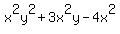 x%5E2y%5E2%2B3x%5E2y-4x%5E2