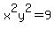 x%5E2y%5E2=9