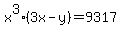 x%5E3%283x-y%29+=+9317
