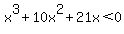 x%5E3%2B10x%5E2+%2B21x+%3C+0