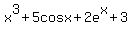 x%5E3%2B5cosx%2B2e%5Ex%2B3