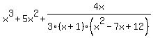 x%5E3%2B5x%5E2%2B4x%2F3%28x%2B1%29%28x%5E2-7x%2B12%29