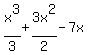 x%5E3%2F3+%2B+3x%5E2%2F2+-+7x