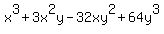 x%5E3+%2B+3x%5E2y+-+32xy%5E2+%2B+64y%5E3