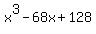 x%5E3-68x%2B128