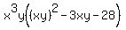 x%5E3y%28%28xy%29%5E2+-+3xy+-+28%29