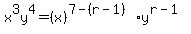 x%5E3y%5E4+=+%28x%29%5E%287+-+%28r+-+1%29%29y%5E%28r+-+1%29