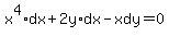 x%5E4%2Adx%2B2y%2Adx-xdy=0