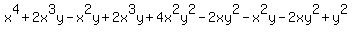 x%5E4%2B2x%5E3y-x%5E2y%2B2x%5E3y%2B4x%5E2y%5E2-2xy%5E2-x%5E2y-2xy%5E2%2By%5E2