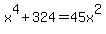 x%5E4%2B324=45x%5E2