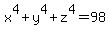 x%5E4%2By%5E4%2Bz%5E4=98+