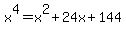 x%5E4=x%5E2+%2B+24x%2B144