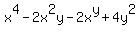 x%5E4+-+2x%5E2y+-+2x%5Ey+%2B+4y%5E2