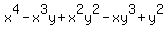 x%5E4+-+x%5E3y+%2B+x%5E2y%5E2+-+xy%5E3+%2B+y%5E2