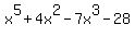 x%5E5%2B4x%5E2-7x%5E3-28