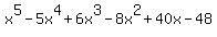 x%5E5-5x%5E4%2B6x%5E3-8x%5E2%2B40x-48