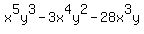 x%5E5y%5E3+-+3x%5E4y%5E2+-+28x%5E3y