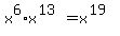 x%5E6%2Ax%5E%2813%29+=+x%5E%2819%29