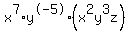 x%5E7%2Ay%5E-5%2A%28x%5E2y%5E3z%29