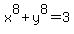 x%5E8%2By%5E8=3