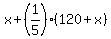 x+%2B+%281%2F5%29%2A%28120%2Bx%29