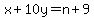 x+%2B+10y=n%2B9