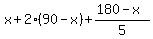 x+%2B+2%2A%2890-x%29+%2B+%28180-x%29%2F5