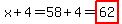 x+%2B+4=58%2B4=highlight%2862%29