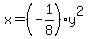 x+=+%28-1%2F8%29y%5E2
