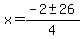 x+=+%28-2+%2B-+26%29%2F4