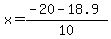 x+=+%28-20+-+18.9%29%2F10+