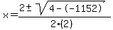 x+=+%282+%2B-+sqrt%28+4--1152+%29%29%2F%282%282%29%29