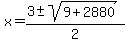 x+=+%283+%2B-+sqrt%289+%2B+2880%29%29%2F2+