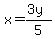 x+=+%283y%29%2F5
