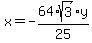 x+=+-+64%2Asqrt%283%29y%2F25
